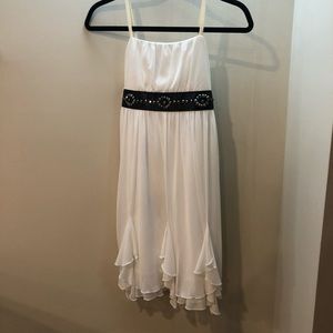 NWT Ivory flowy dress w/ black ribbon (14 juniors)